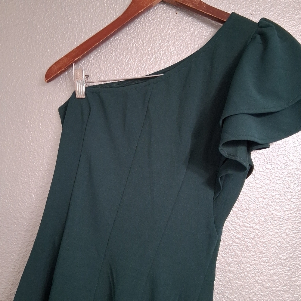 NWT BTFBM Forest Green One Shoulder Special Occasion Dress Size S - Picture 15 of 16